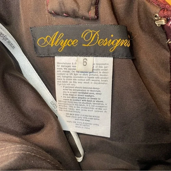 Y2K Alyce Prom Pink Brown Beaded Mermaid Prom Dress Maxi Gown Fairy Size 6